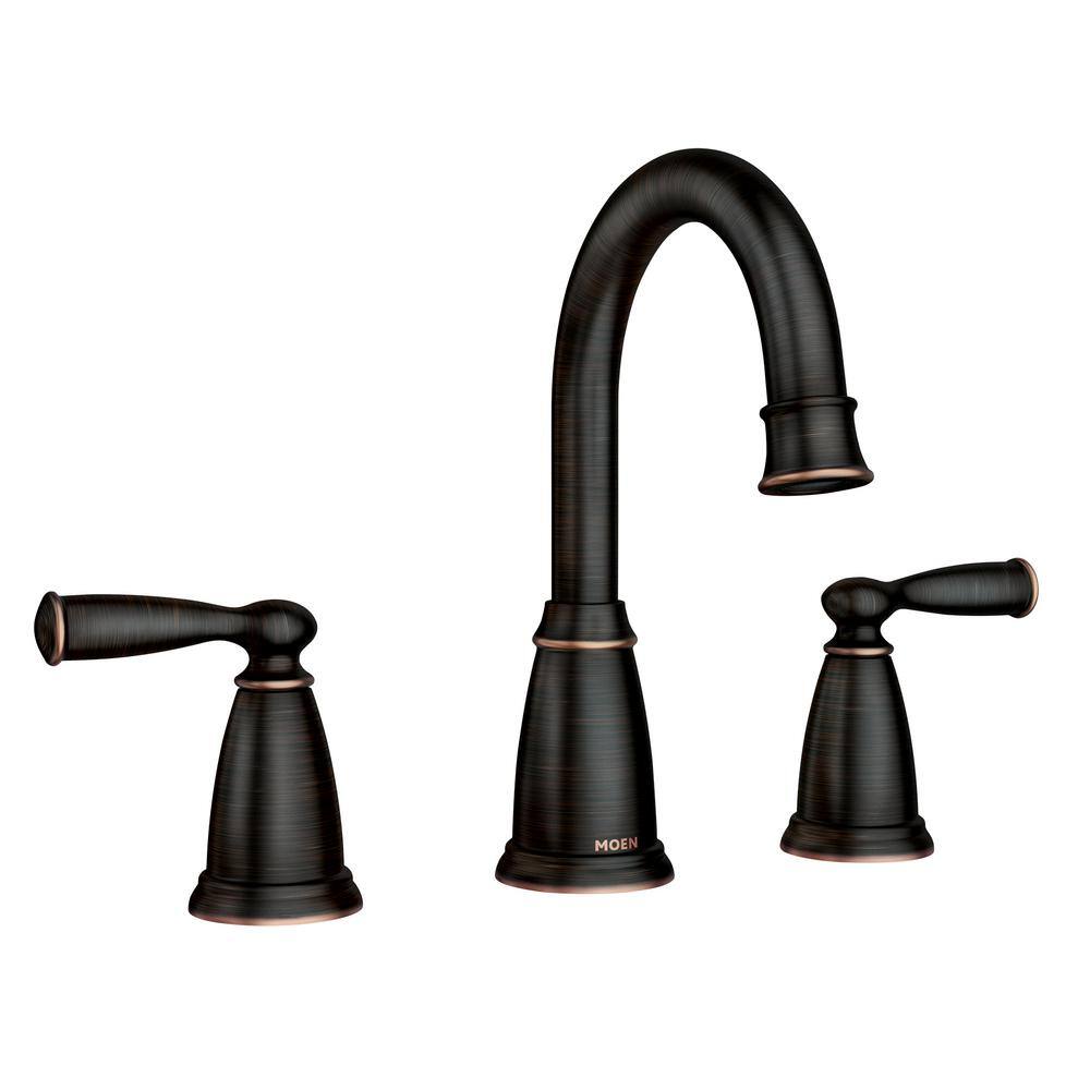 MOEN Banbury 8 in. Widespread Double Handle High-Arc Bathroom Faucet in Mediterranean Bronze