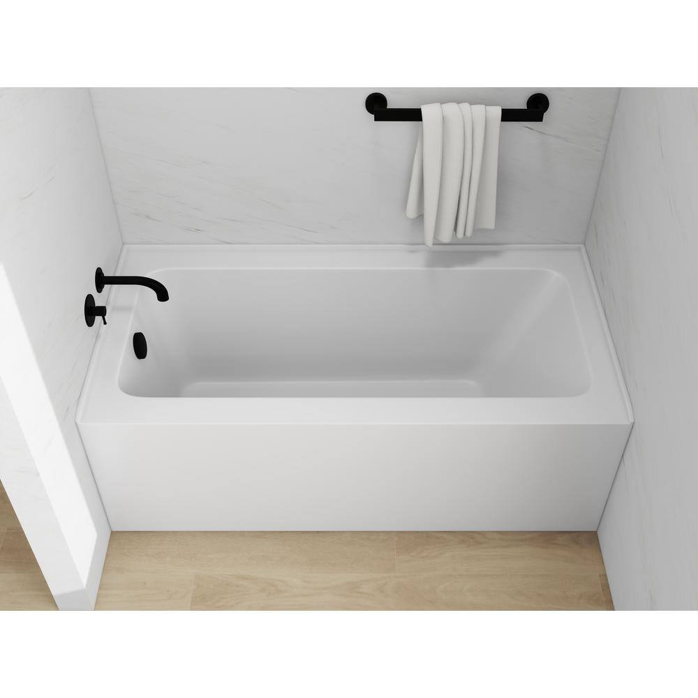 White Matte Black 60" Acrylic Alcove Skirt Bathtub