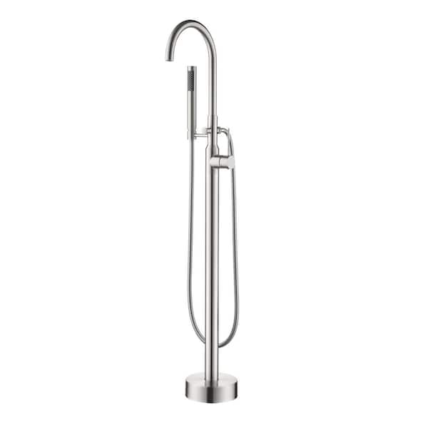 Unbranded 2-Handle Claw Foot Freestanding Tub Faucet, 2.5 GPM Freestanding Shower Faucet with Hand Shower in. Brushed Nickel