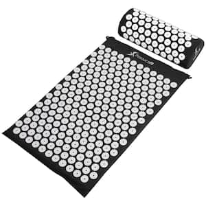Black 25 in. x 15.75 in. Acupressure Mat and Pillow Set for Back/Neck Pain Relief and Muscle Relaxation (2.73 sq. ft.)