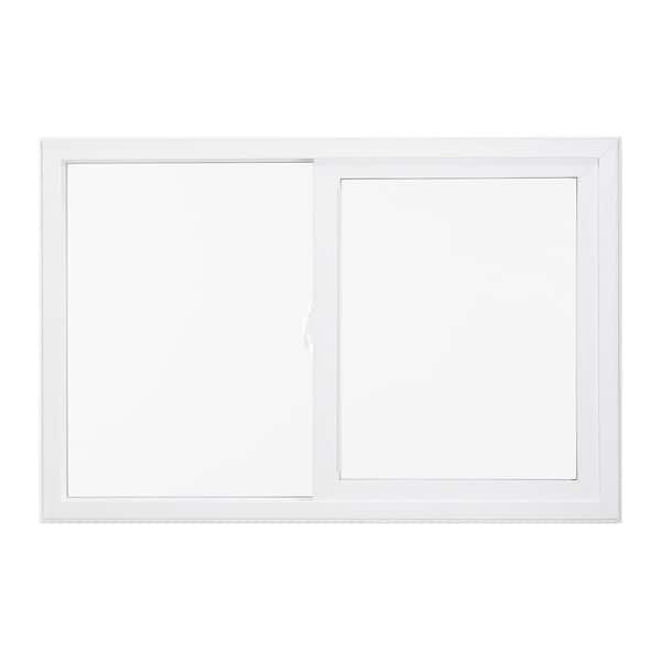 JELD-WEN 47.5 in. x 47.5 in. Premium Atlantic White Vinyl Left-Handed Sliding Window with Fiberglass Mesh Screen