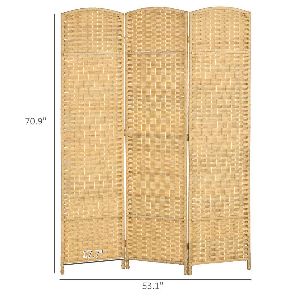 Nature Wood 6' Tall 3-Panel Folding Room Divider