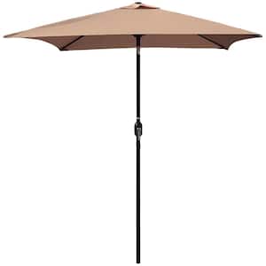 6.5 ft. Steel Crank and Tilt Square Market Patio Umbrella in Tan