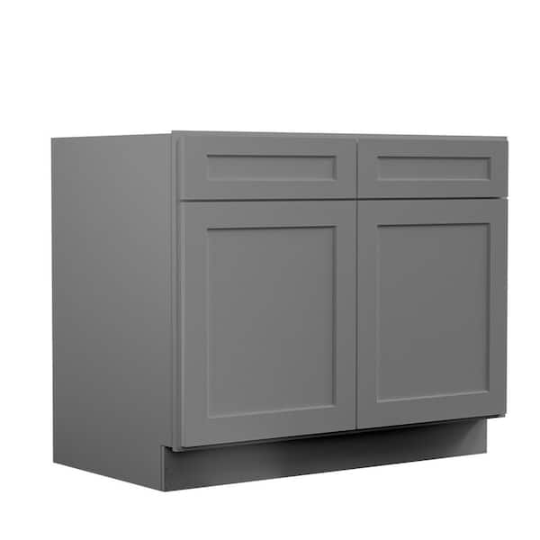 Hausvita 42 in. W x 24 in. D x 34.5 in. H Ready to Assemble Plywood Base Kitchen Cabinet in Shaker Grey