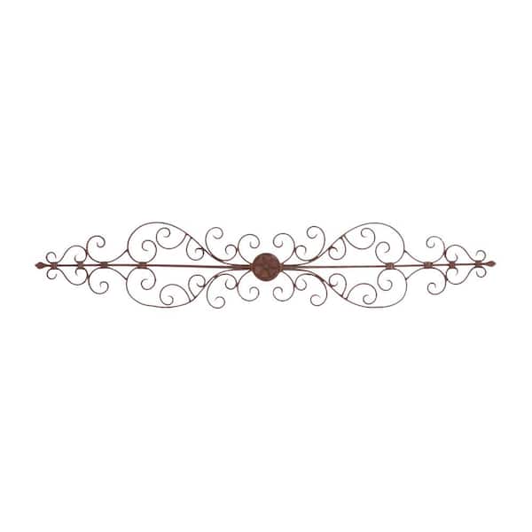 44 in. x 1 in. Metal Brown Scroll Wall Decor