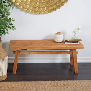 Brown Handmade Distressed Bench with High Trestle Legs 21 in. X 47 in. X 12 in.