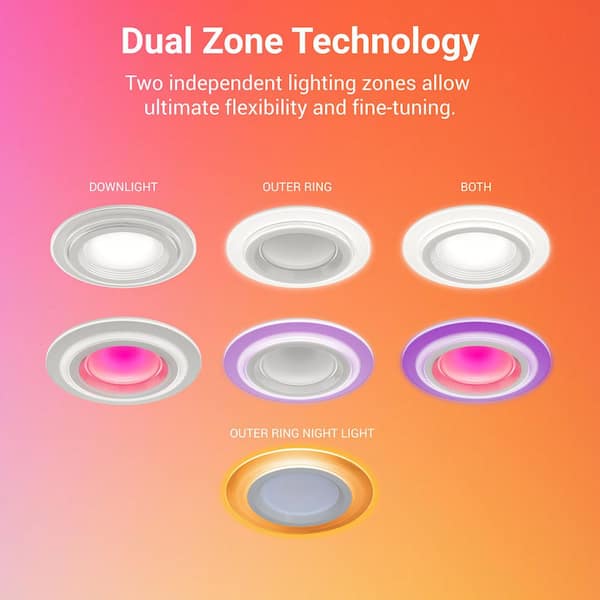 HALO RL Dual Zone 5/6 in. Smart WiFi Recessed LED Trim Connected