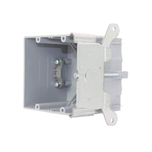 New Work 2-Gang 34 cu. in. Electrical Outlet Box and Switch Box with Adjustable Bracket, Gray