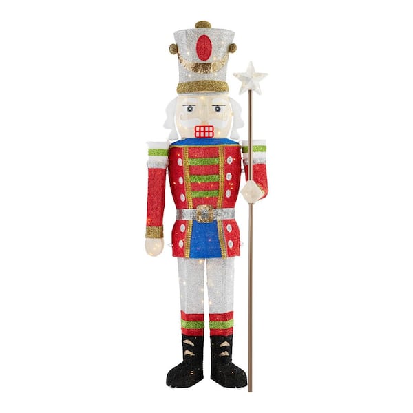 Home Accents Holiday 65 in 160Light LED Tinsel Solider Nutcracker