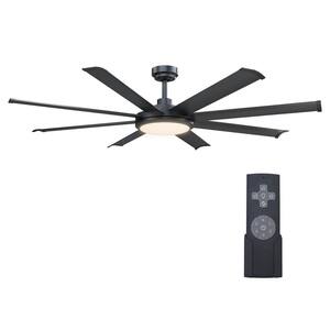 Kaitylyn 60 in. Indoor/Outdoor Black Downrod Mount LED Chandelier Ceiling Fan with Light and Remote