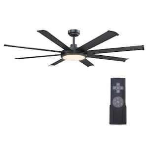 Kaitylyn 60 in. Matte Black Downrod Mount LED Ceiling Fan with Light and Remote Control