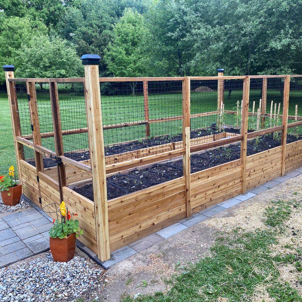 8 ft. x 16 ft. Cedar Garden Bed with Deer Fence