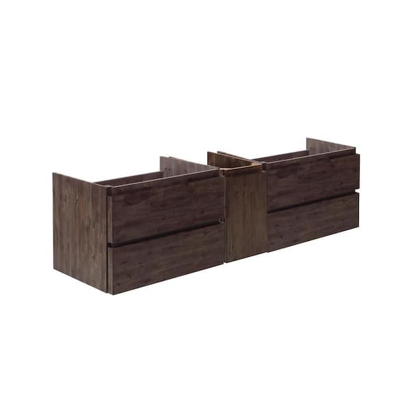 Fresca Formosa 82 in. Wall Mount Floating Double Bath Vanity Cabinet without Top in Acacia
