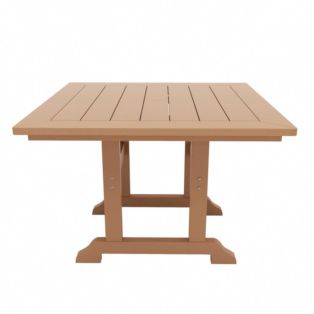 Altura 5-Piece White Poly Square Outdoor Dining Set with Armchairs