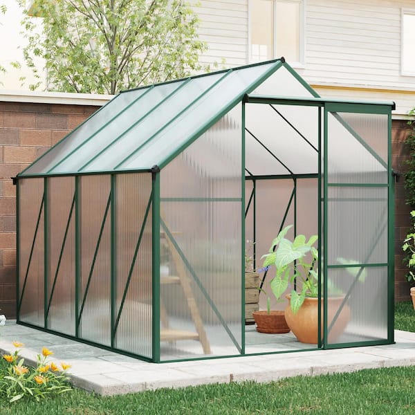6 ft. x 8 ft. Green Outdoor Patio Walk-In Greenhouse