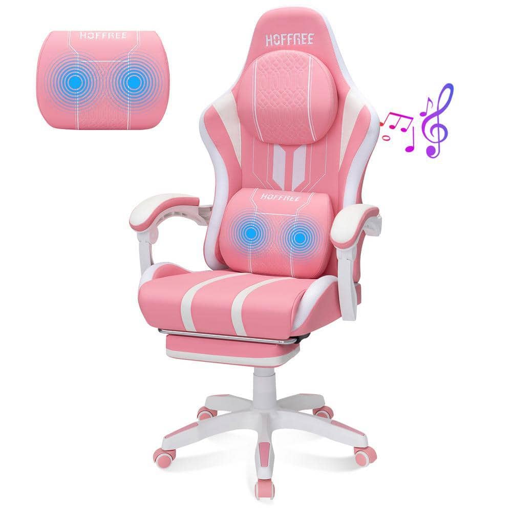 Hoffree Faux Leather Massage Ergonomic Gaming Chair Big and Tall