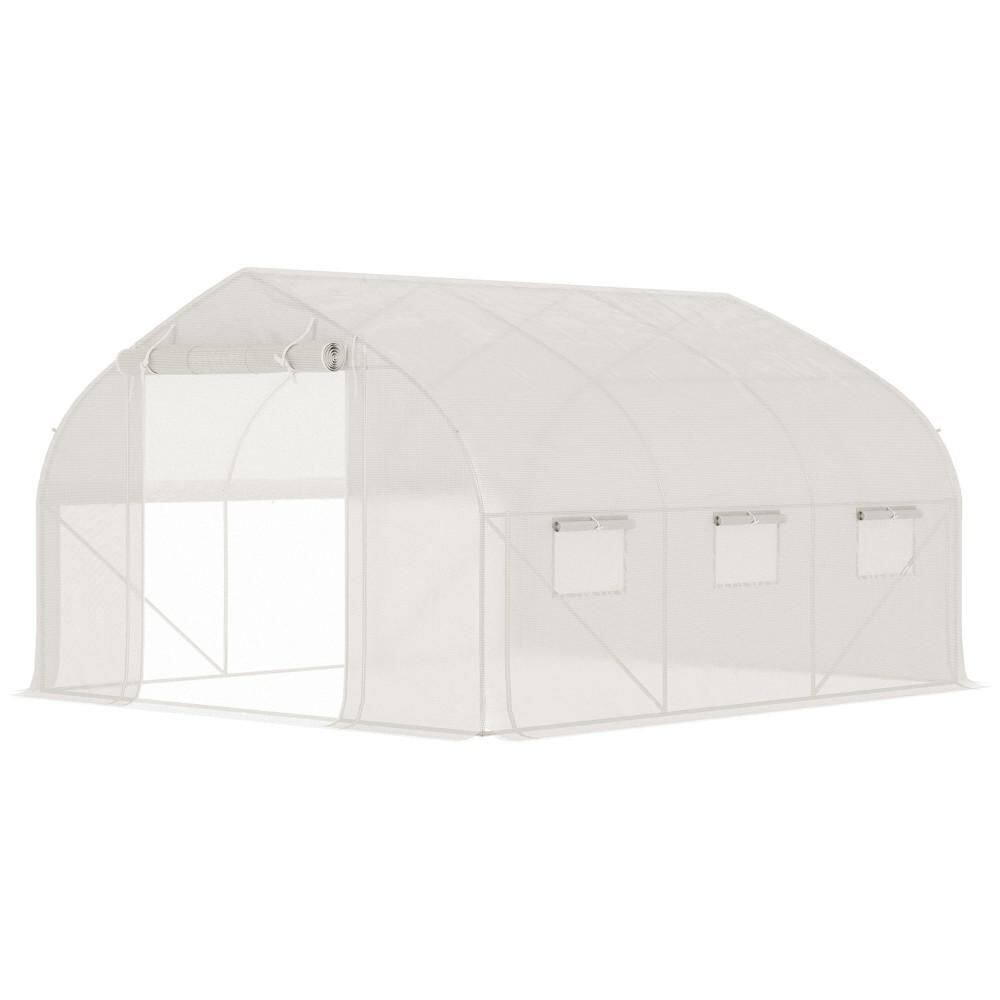 11.4 ft. W x 9.8 ft. D x 6.6 ft. H Walk-in Tunnel Greenhouse, Green House with Zippered Door, 7 Mesh Windows in White price history on PriceWatchPro