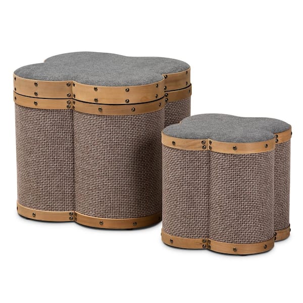 Baxton Studio Marilyn Grey and Brown Storage Ottoman Set