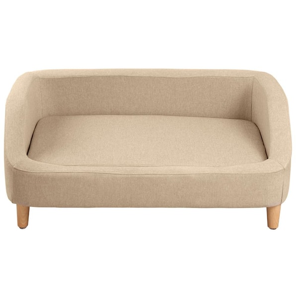 Unbranded Small 37 in. Beige Pet Bed with Movable Cushion with Wood Style Foot