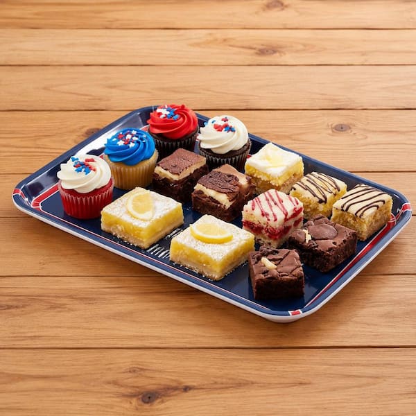 KHKFY White Platters 3-Piece Patriotic Melamine Serving Tray Set