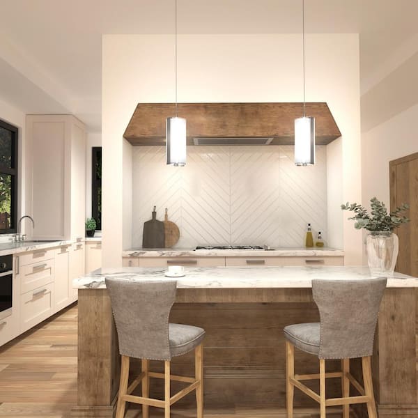 Artika Subway Round 12-Watt 1 Light Chrome Modern Integrated LED Mini Pendant Light Fixture for Kitchen Island