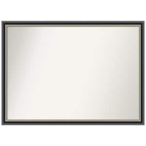 Theo Black Silver 40.75 in. x 29.75 in. Non-Beveled Modern Rectangle Wood Framed Wall Mirror in Black