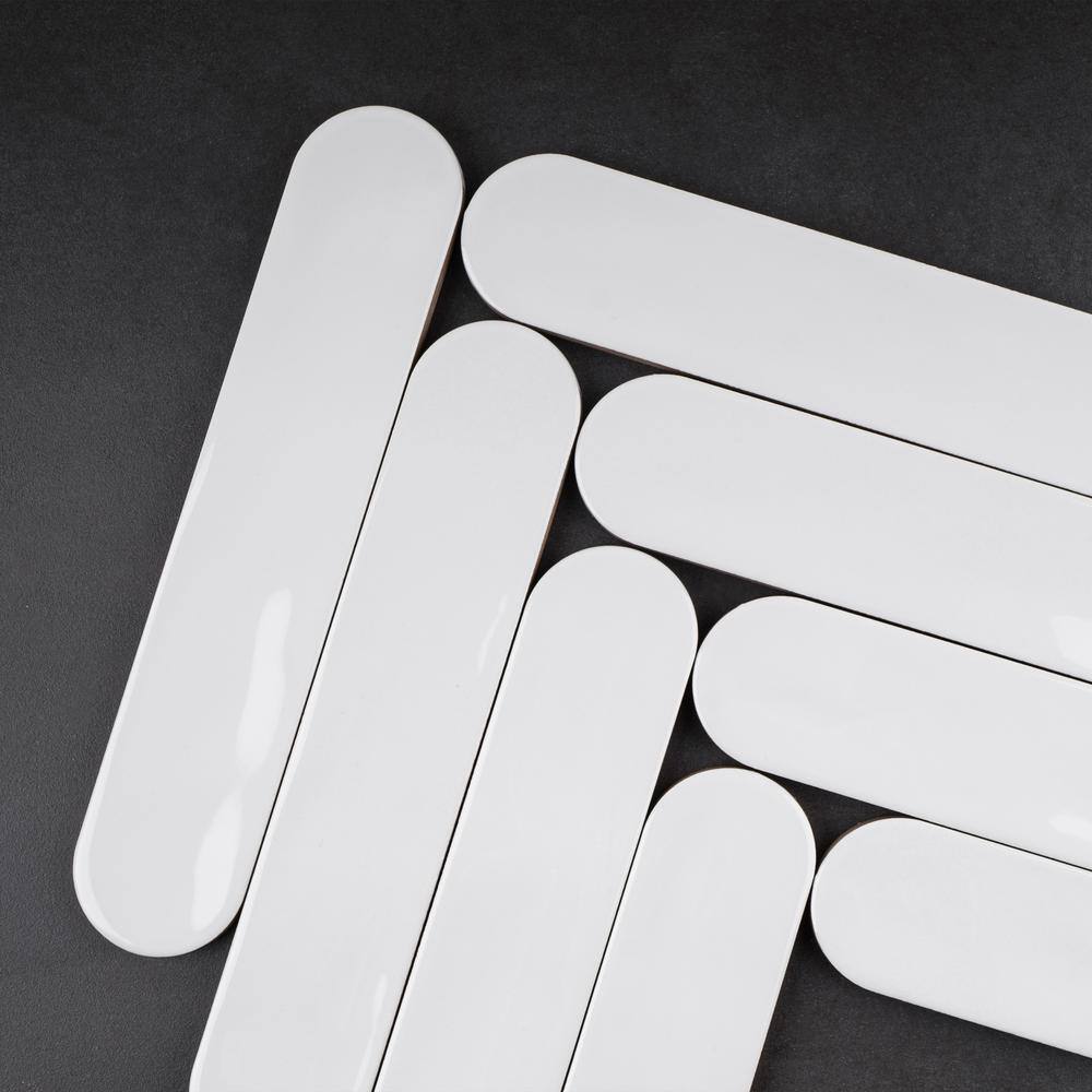 Blanco White Polished Ceramic Subway Wall Tile 2x9