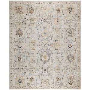 Oushak Home Grey 8 ft. x 10 ft. Floral Traditional Area Rug