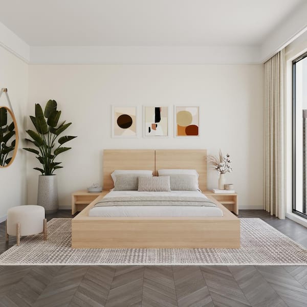 Nexera Marcy 4-Piece Natural Blonde Oak Wood Full Size Bedroom Set