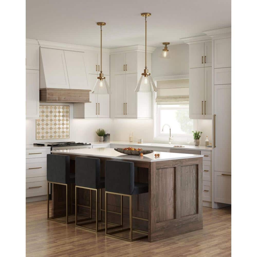 Hinton 12.5" Vintage Brass Seeded Glass Pendant Light