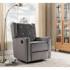 Gray Microfiber Swivel Glider Recliner Rocker, Nursery Glider Recliner Nursery Chair