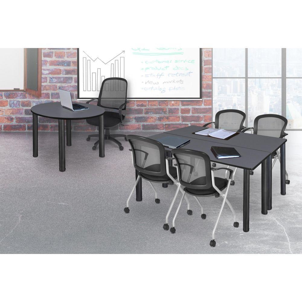 Kee 72 in x 24 in. Grey Top Training Seminar Table Desk, Black Legs