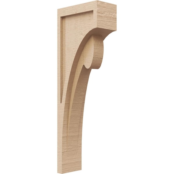 Ekena Millwork 4 in. x 24 in. x 8 in. Series 2 Thin Viola Rough Cedar Woodgrain Timberthane Polyurethane Corbel, Primed Tan