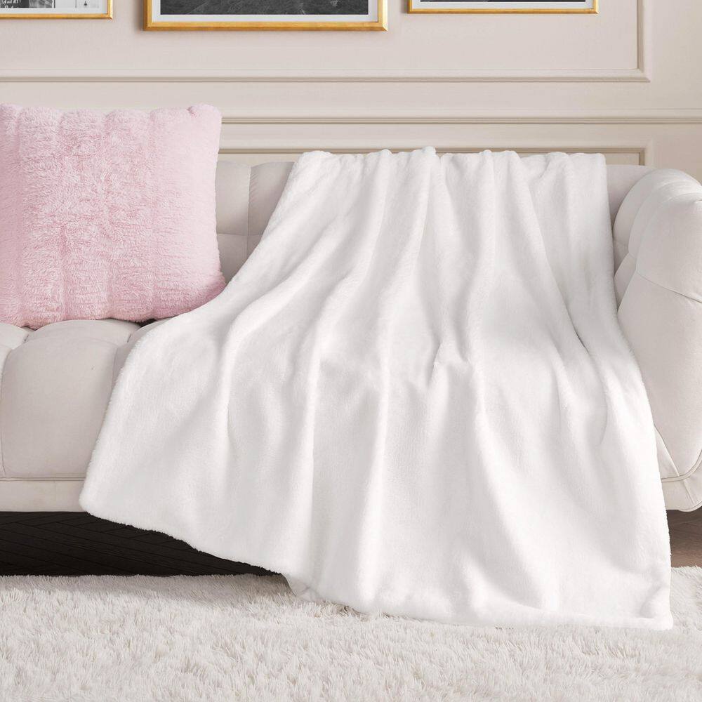 Solid Rabbit Mink White Plush 50 in. x 70 in. Polyester Throw Blanket price history on PriceWatchPro