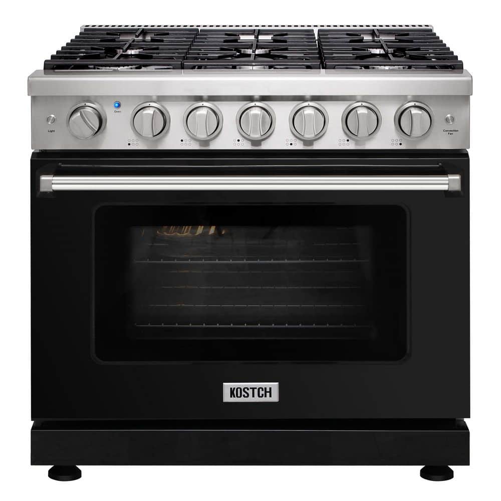 36 in. 6 Burners Freestanding Natural Gas Range in Stainless Steel with 6.0 cu. ft. Convection Oven and Black Oven Door price history on PriceWatchPro