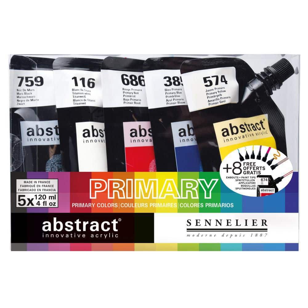 Sennelier Primary Colors Acrylic Paint Set with Tips