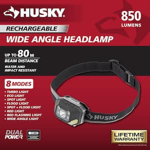 850 Lumens Dual-Power LED Rechargeable Headlamp