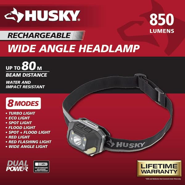 850 Lumens Dual-Power LED Rechargeable Headlamp