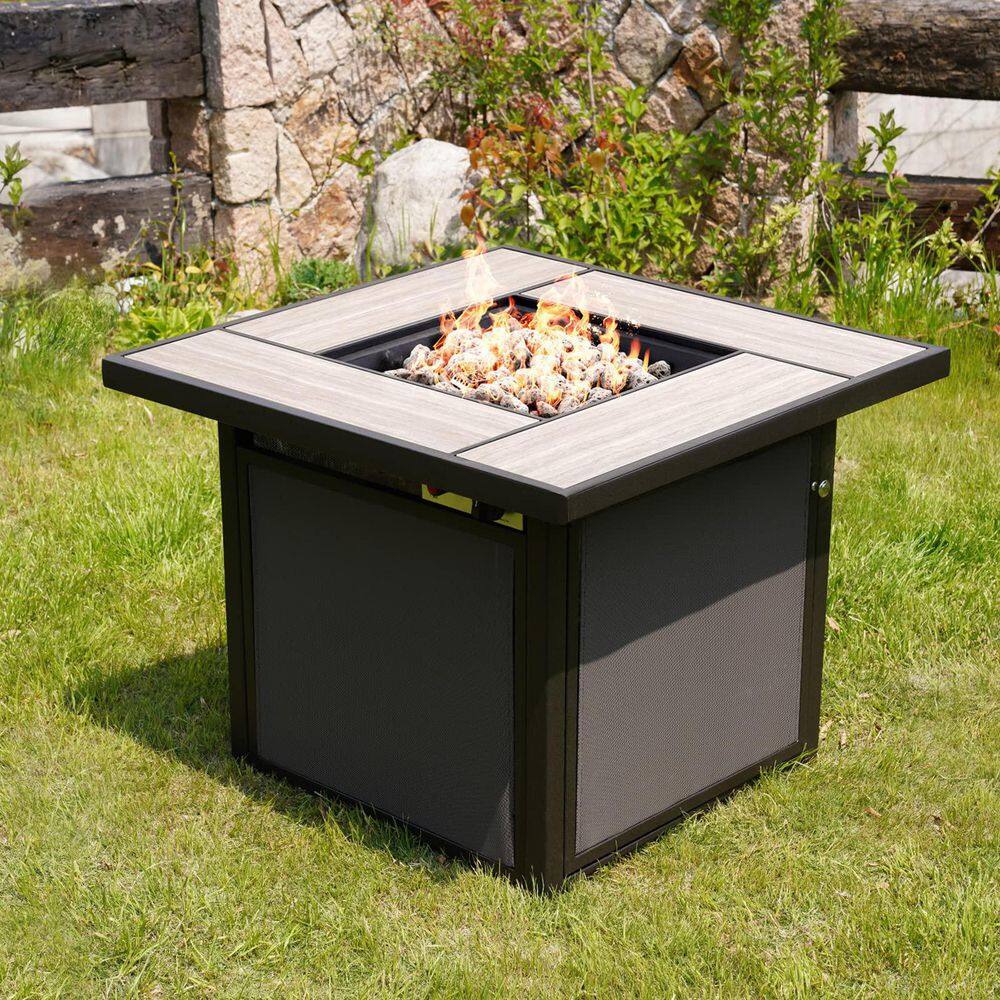 Outdoor 32 in. 40,000 BTU Propane Metal Fire Pit Table with Cover/Lid for Patio, Textilene/Square price history on PriceWatchPro
