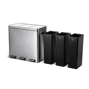 15.8 Gal. Stainless Steel Step on Kitchen Trash Can with Dual Compartments and Soft Close Lids