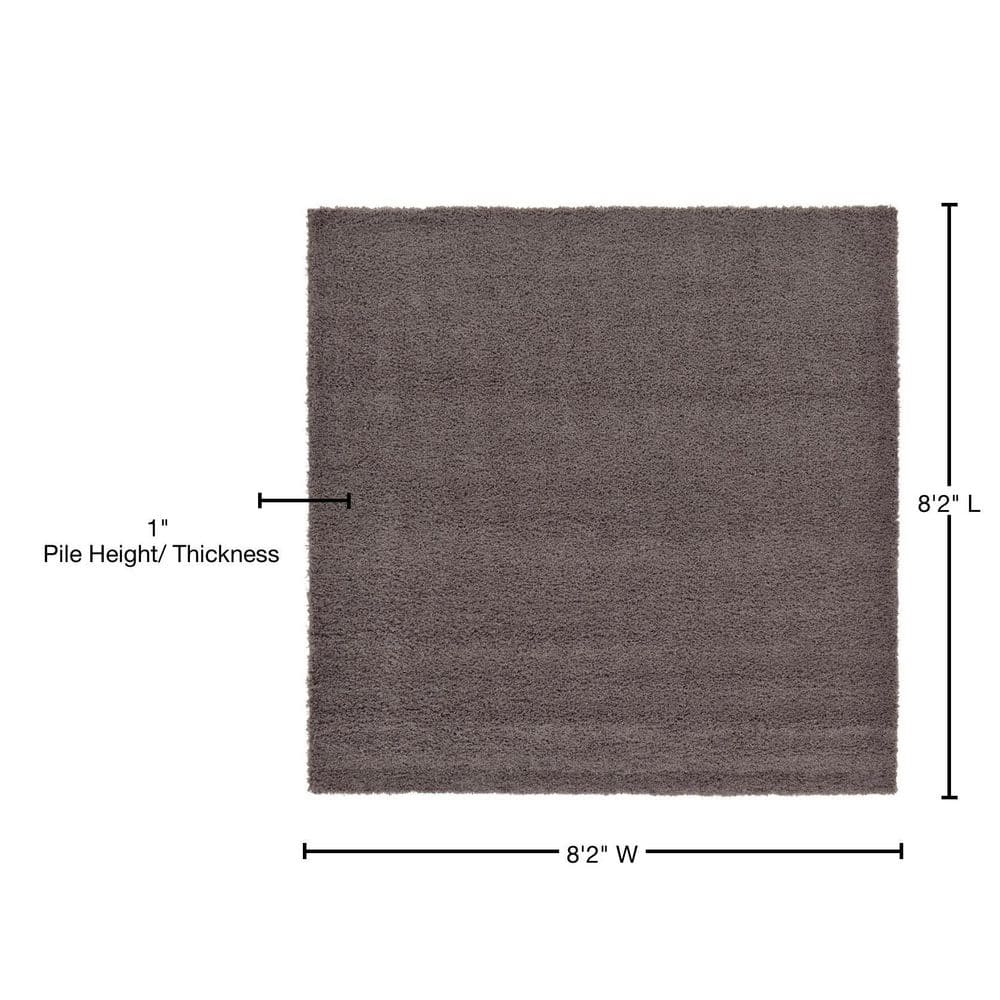 Lavish Gray Square Synthetic Shag Rug for Kids' Rooms