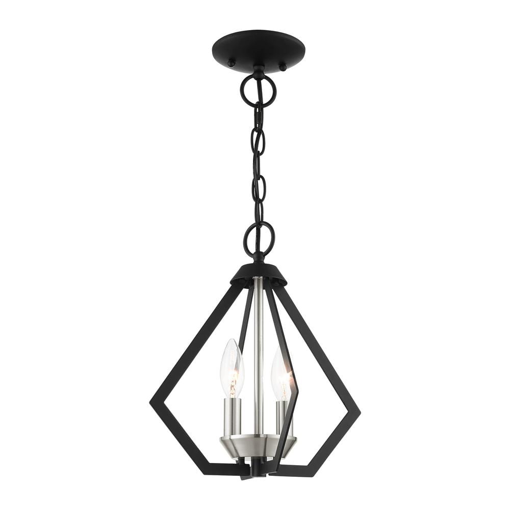 Mini Crystal LED 2-Light Indoor/Outdoor Pendant - Black & Brushed Nickel