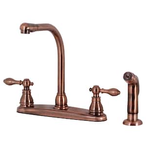 American Classic 2-Handle Centerset Standard Kitchen Faucet and Side Sprayer in Antique Copper