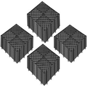 12 in. x 12 in. x 0.5 in. Drainage Tiles Compound Rubber Floor Tiles for Pool, Shower, Deck Garage in Black (50-Pack)