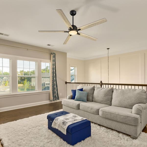 Essex 56 in. Dimmable LED Indoor/Outdoor Black Smart Ceiling Fan with Light and Remote, Works with Alexa/Google Home