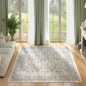 White 5 ft. 3 in. x 7 ft. 3 in. Wilton Collection Floral Pattern Persian Area Rug