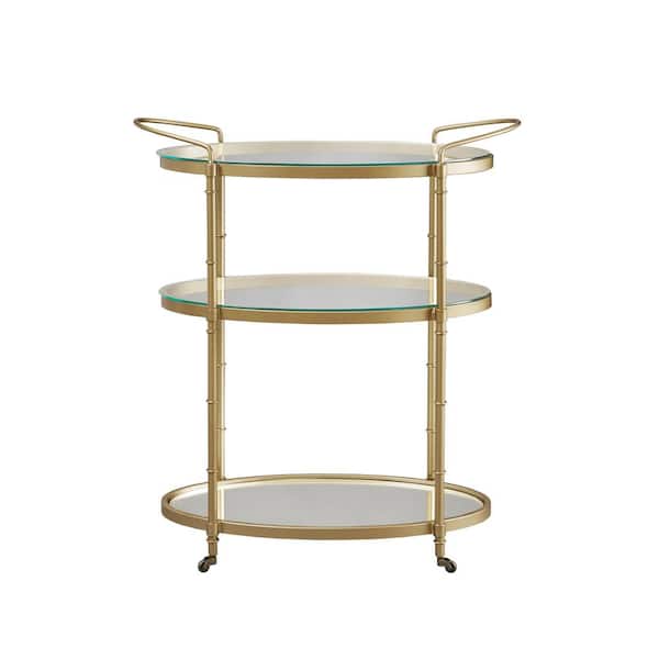 MADISON PARK Signature Lauren Antique Gold Bar Cart
