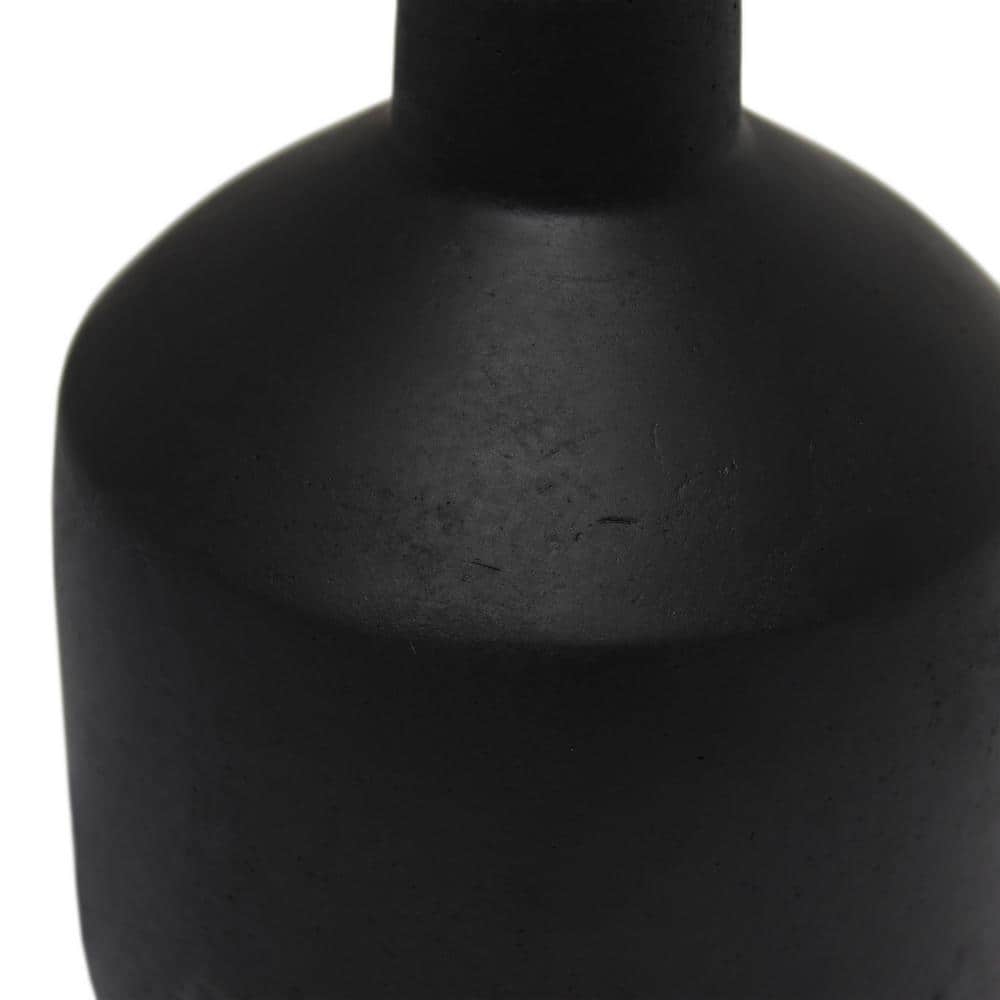 Black Concrete Nightstand Lamp with White Empire Shade