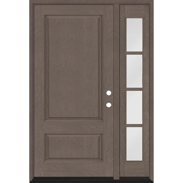 Steves & Sons Regency 51 in. x 80 in. 2Panel 3/4-Squaretop LHIS Ashwood Stain Fiberglass Prehung Front Door with w/4Lite 12in.SL