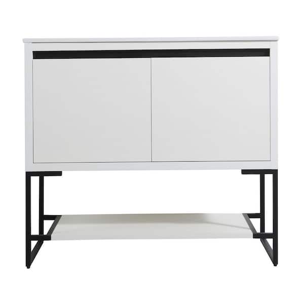 CASAINC 18 in. W x 40 in. D x 35 in. H Freestanding Bath Vanity in White with White Top With Adjustable Shelf